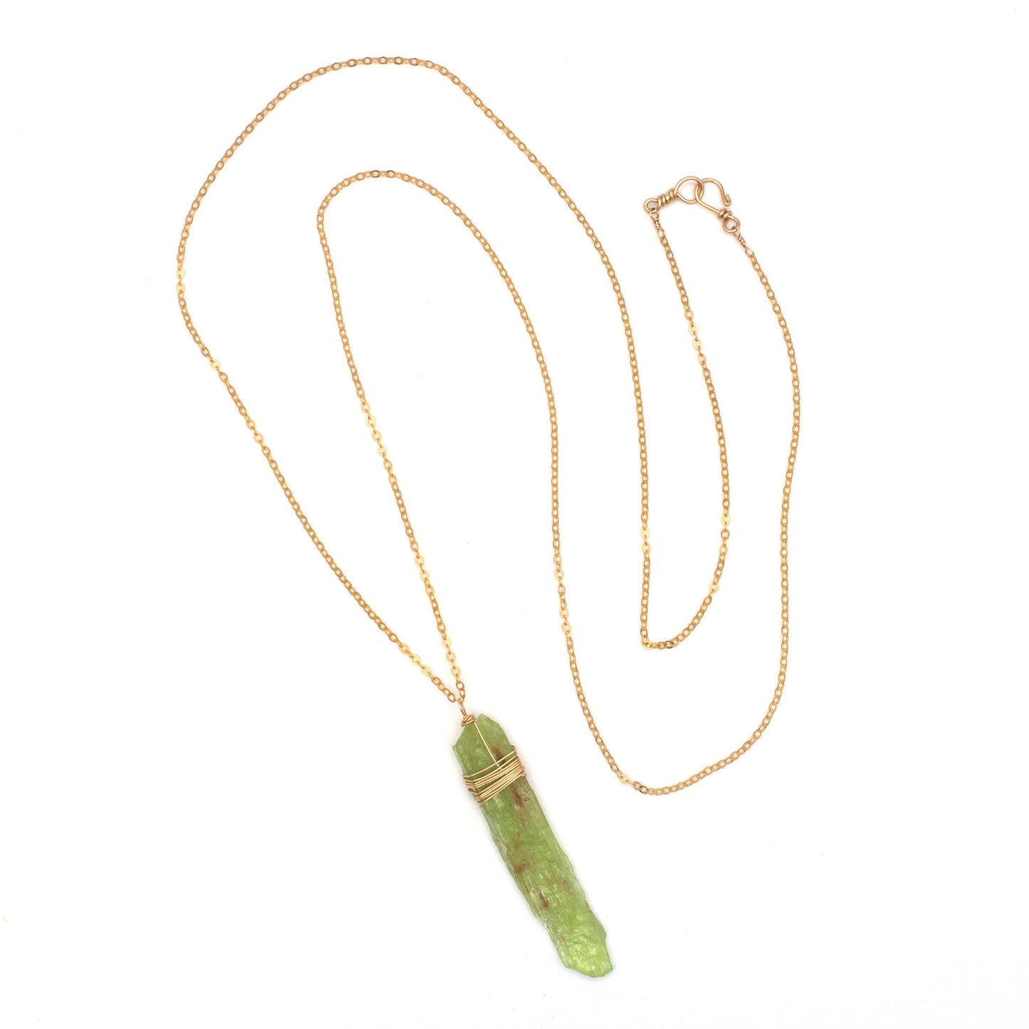 Green Kyanite Long Crystal Necklace