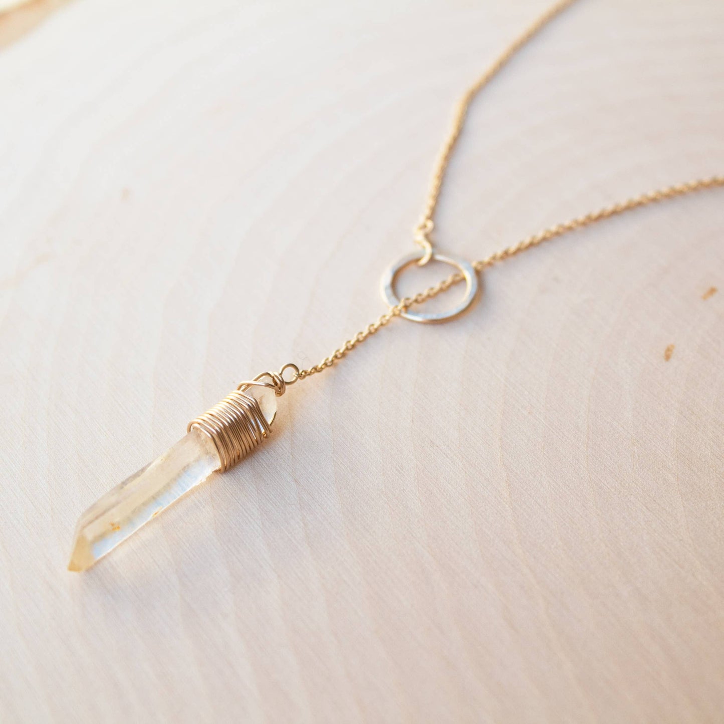 Lemurian Quartz Pendulum Necklace 14k Gold Filled: 20"