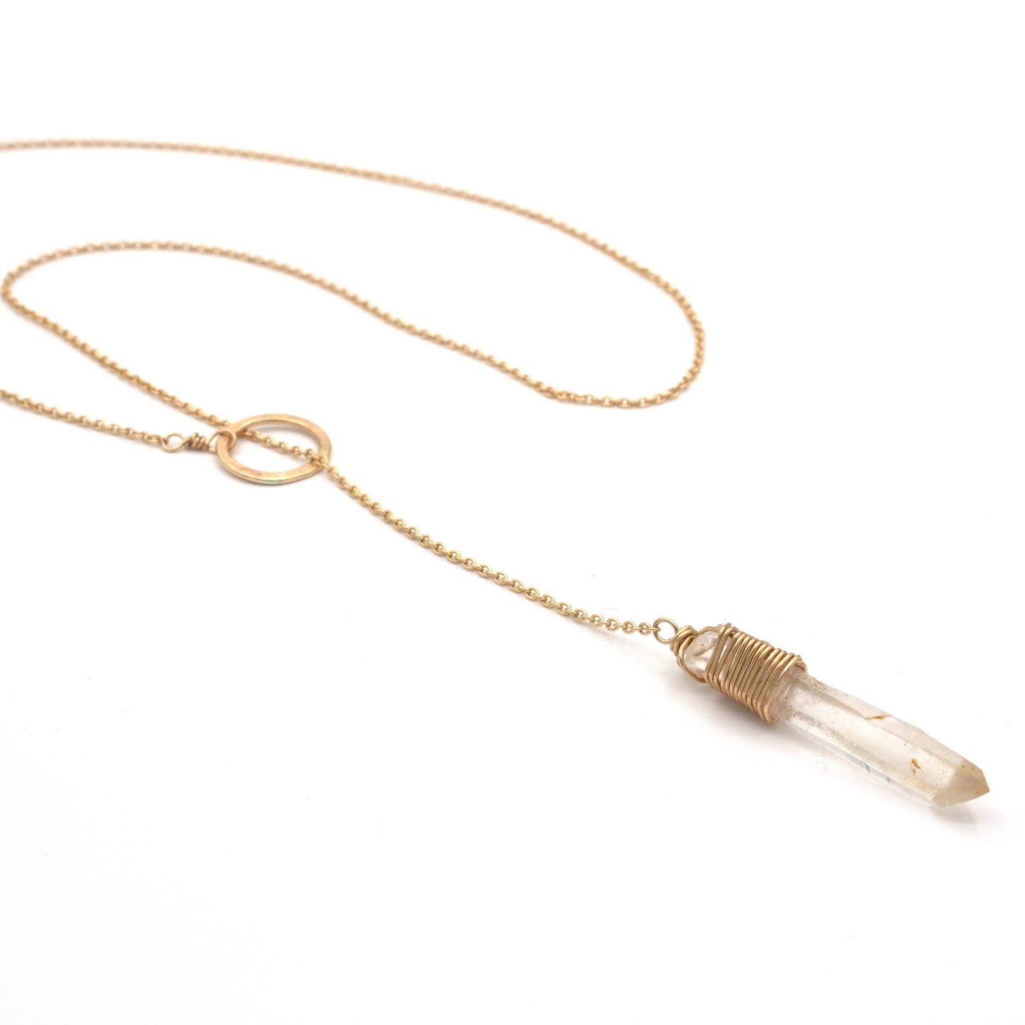 Lemurian Quartz Pendulum Necklace 14k Gold Filled: 20"