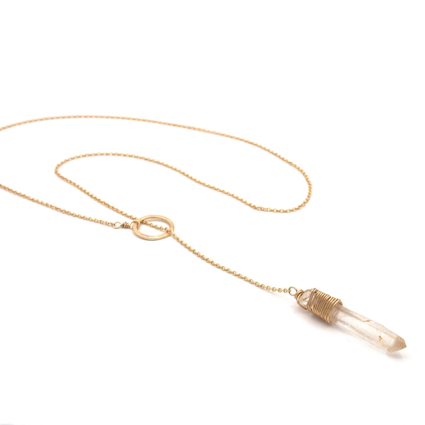 Lemurian Quartz Pendulum Necklace 14k Gold Filled: 20"