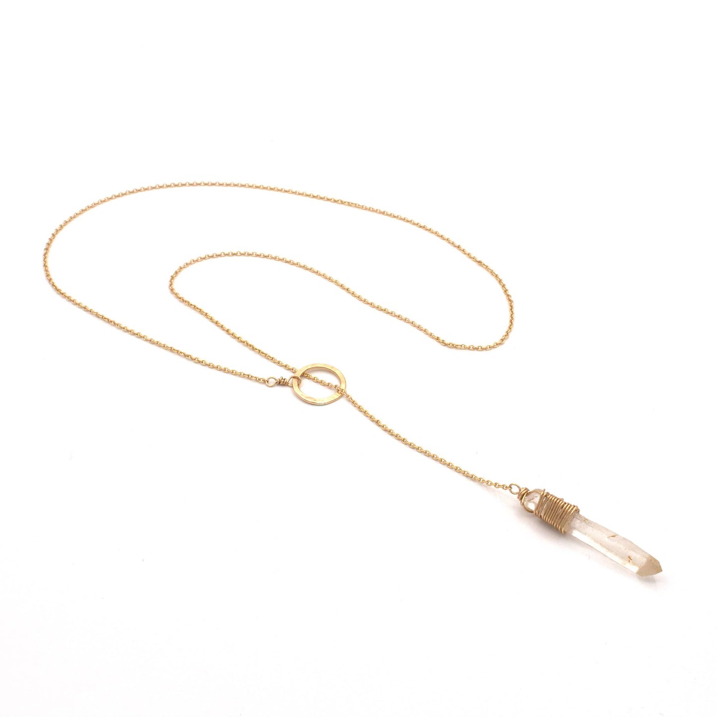 Lemurian Quartz Pendulum Necklace 14k Gold Filled: 20"